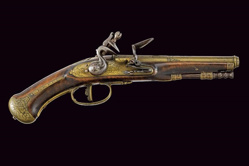 Pistola a pietra focaia da marina, Italia, lunghezza 27.2 cm