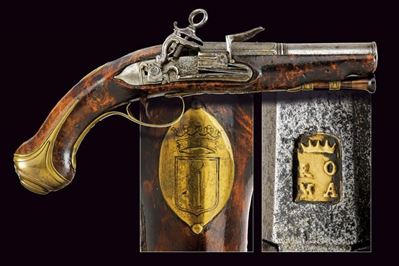Pistola alla romana, con stemma della famiglia Colonna, Italia centrale