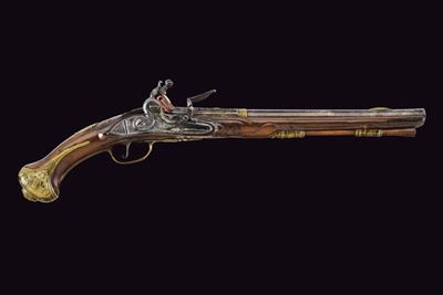 Pistola a pietra focaia, Italia, lunghezza 53.5 cm