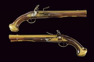 Paio di pistole a pietra focaia da ufficiale di marina, di John Harman