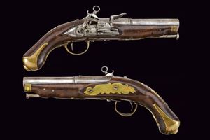 Paio di pistole a pietra focaia alla romana da viaggio