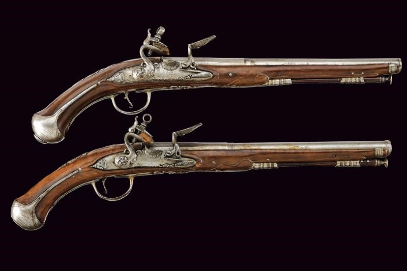 Antonio Signorino, Paio di pistole a pietra focaia, Brescia, lunghezza 47 cm