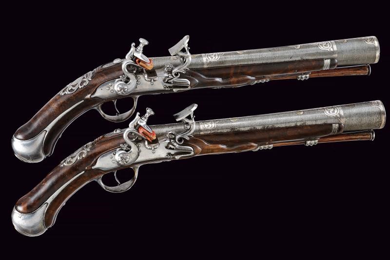 Area Tosco-Emiliana, Paio di pistole alla fiorentina con canne orientali a tromboncino