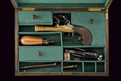 Mazzagatto a pietra focaia da marina, bronzo e legno - Francia, lunghezza 19.2 cm