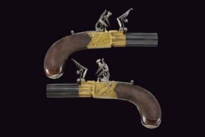 Inusuale e bella coppia di mazzagatti a pietra focaia di Clark