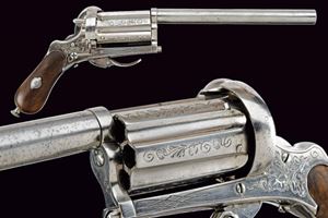 Pepperbox revolver a spillo con canna lunga
