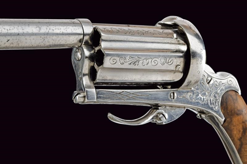 Pepperbox revolver a spillo con canna lunga, Belgio, lunghezza 26 cm