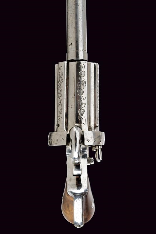 Pepperbox revolver a spillo con canna lunga, Belgio, lunghezza 26 cm