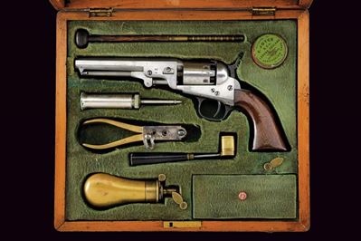 Colt, Model 1849 Pocket Revolver, cassa in legno con accessori