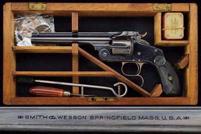 S&W, Rarissimo New Model No. 3 Single Action Revolver con canna aggiuntiva da 8 pollici