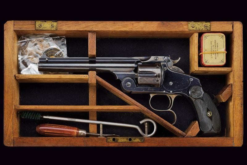 S&W, Rarissimo New Model No. 3 Single Action Revolver con canna aggiuntiva da 8 pollici