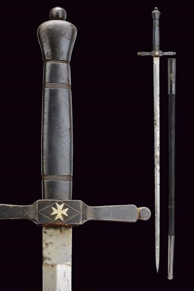 Spada dell'Ordine di Malta, con croce in metallo argentato, lunghezza 92,7 cm