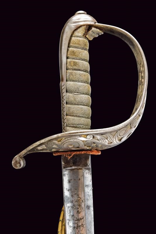 Sciabola da ufficiale degli Ussari di Piacenza, Regno d'Italia, 1864, lunghezza 99 cm