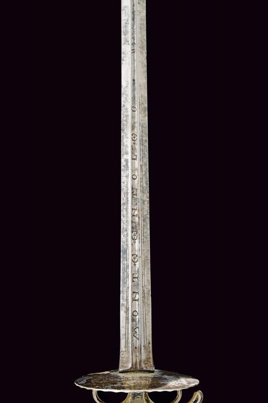 Spadino con fornimento in argento, Europa, lunghezza 93.5 cm