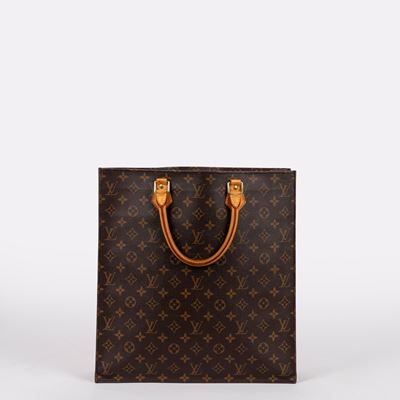 Sac plat, in tela con monogramma e dettagli in metallo dorato