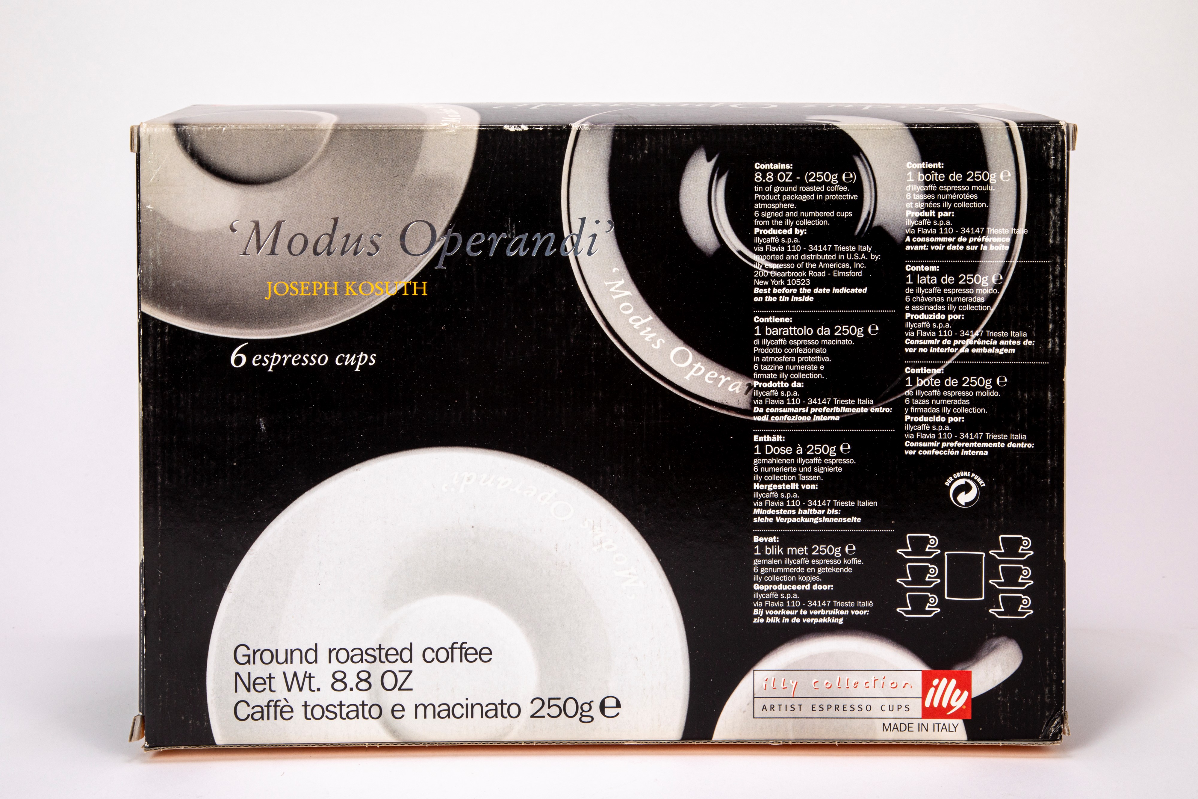 "Modus Operandi" – Joseph Kosuth, Set di sei tazzine da espresso, edizione Illycaffè “Illy Collec...