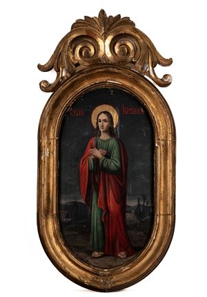 Icona su tavola con San Giovanni Evangelista, Russia, XIX secolo
