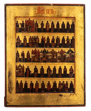 Icona su tavola del Menaion (Calendario dei santi). Russia, 