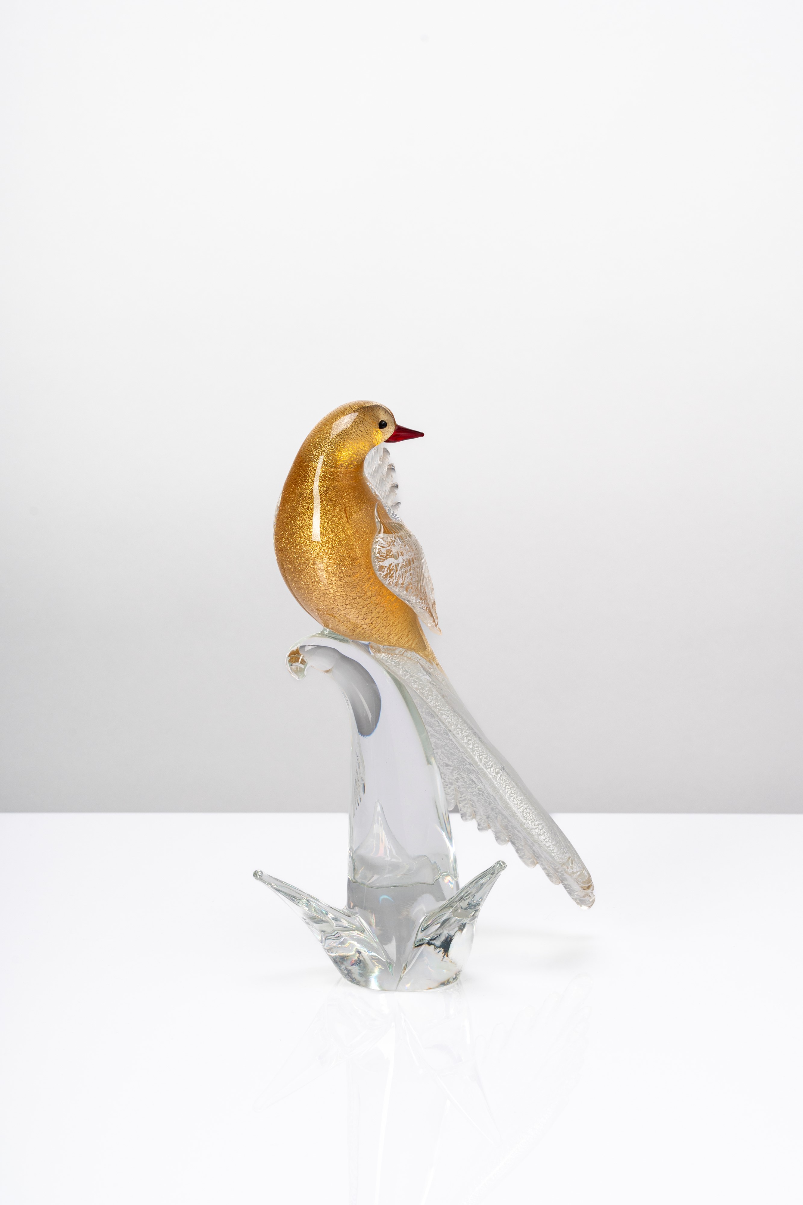 Manifattura Muranese - Scultura in vetro massiccio, Uccellino, Murano, 1990 circa