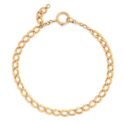 Catena da orologio in oro rosso 18k a maglia Groumette piatta con doppio moschettone