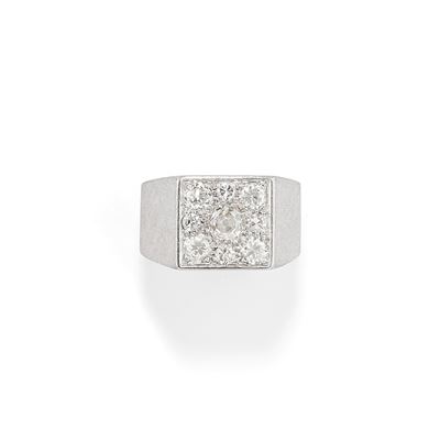 Anello in oro bianco 18k con diamanti taglio vecchio