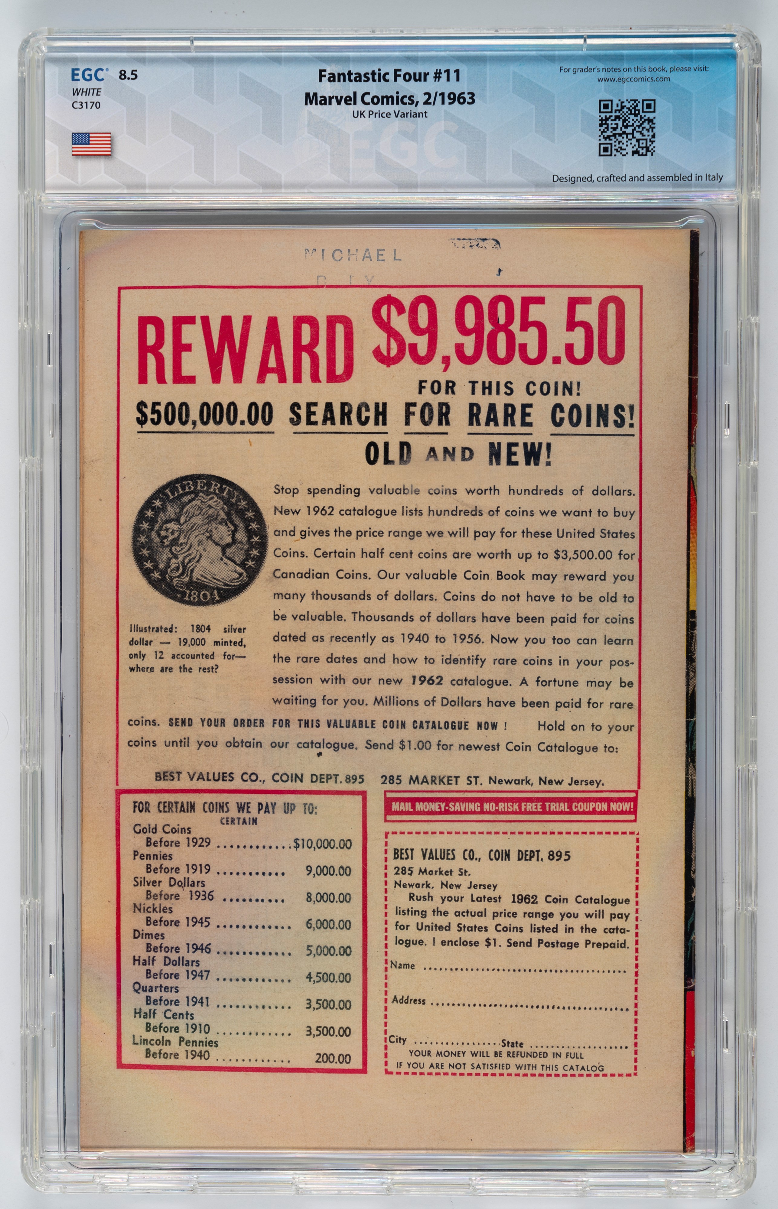 Fantastic Four #11 (UK Price Variant) - 8.5 EGC