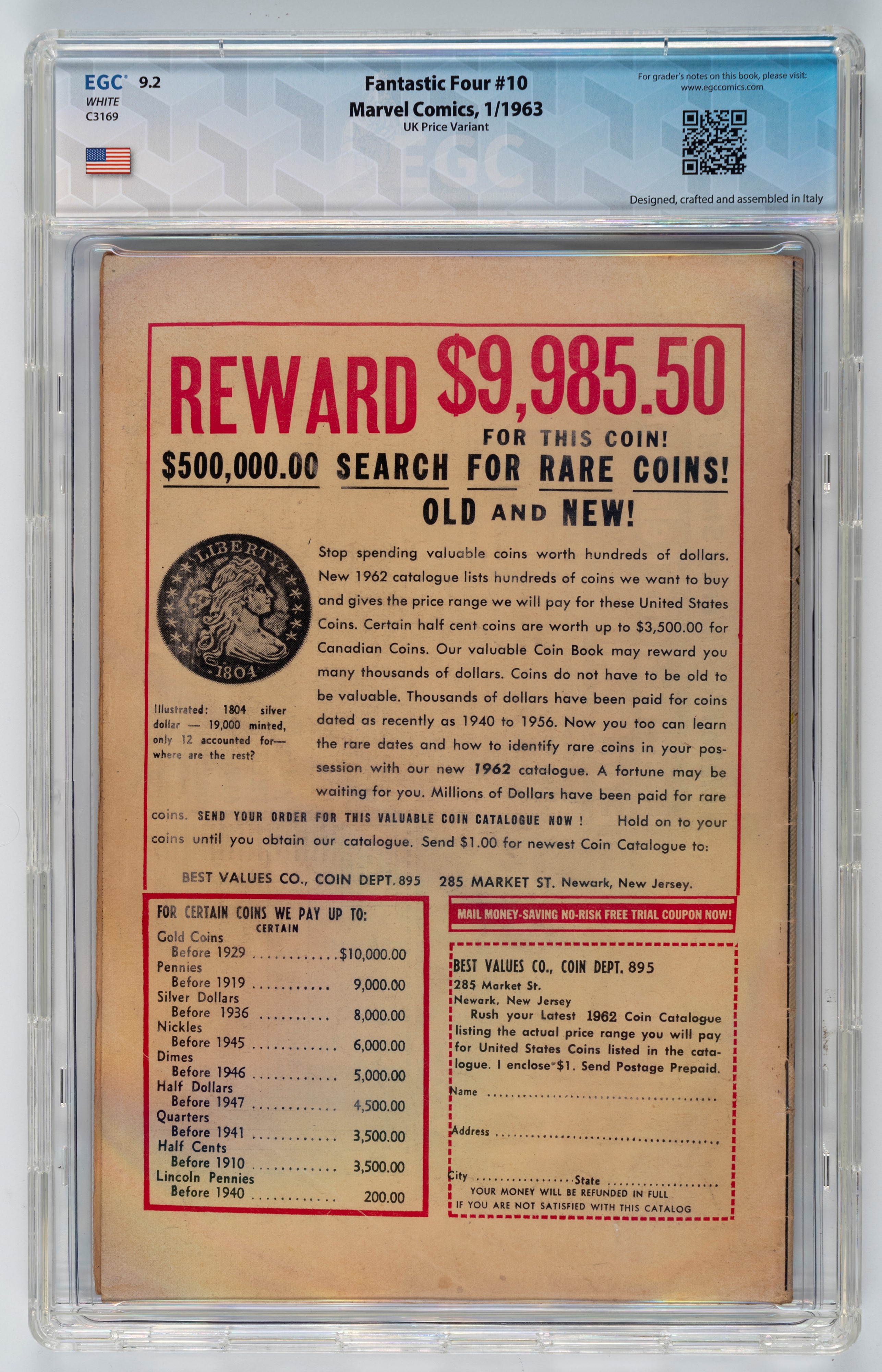 Fantastic Four #10 (UK Price Variant) - 9.2 EGC