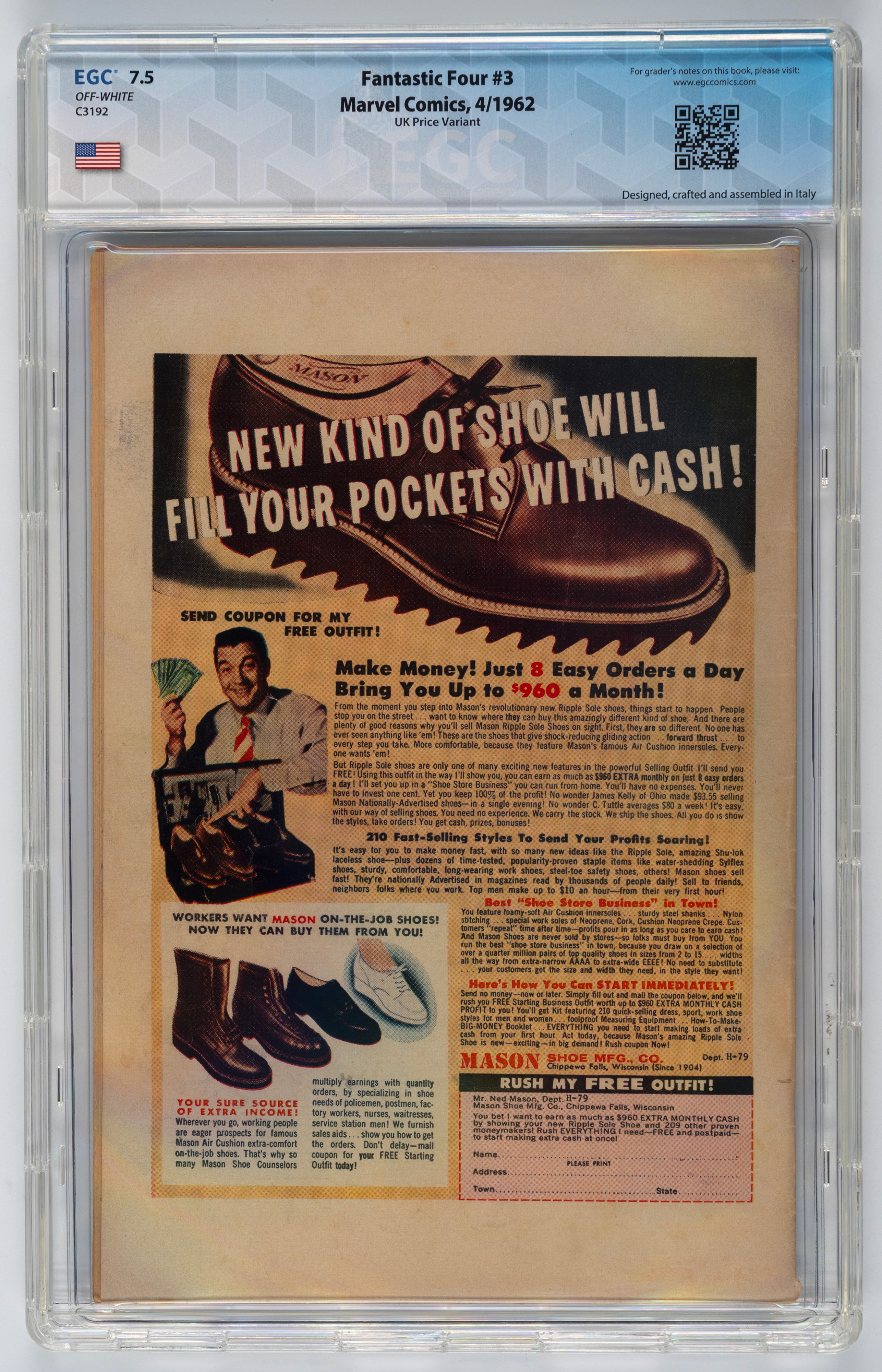 Fantastic Four #3 (UK Price Variant) - 7.5 EGC