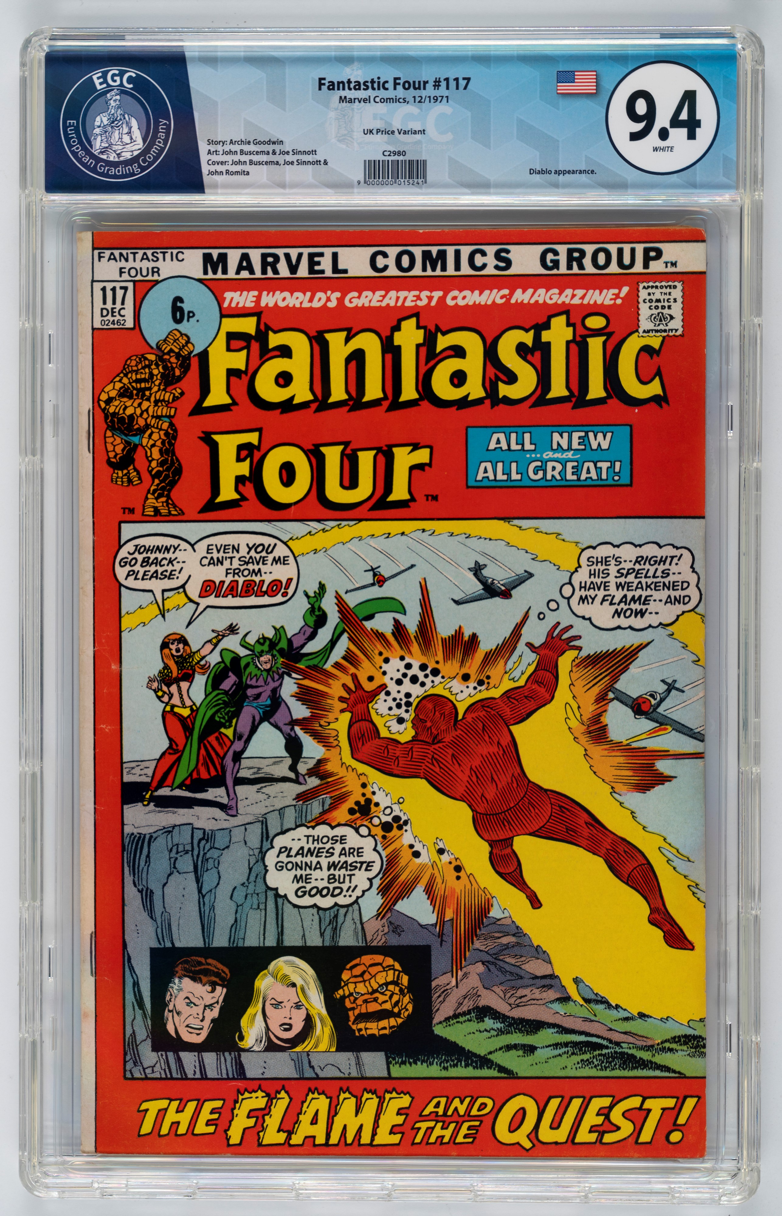 Fantastic Four #115 - 7.2 EGC (UK Price Variant) / #116 - 9.0 EGC / #117 - 9.4 EGC (UK Price Vari...