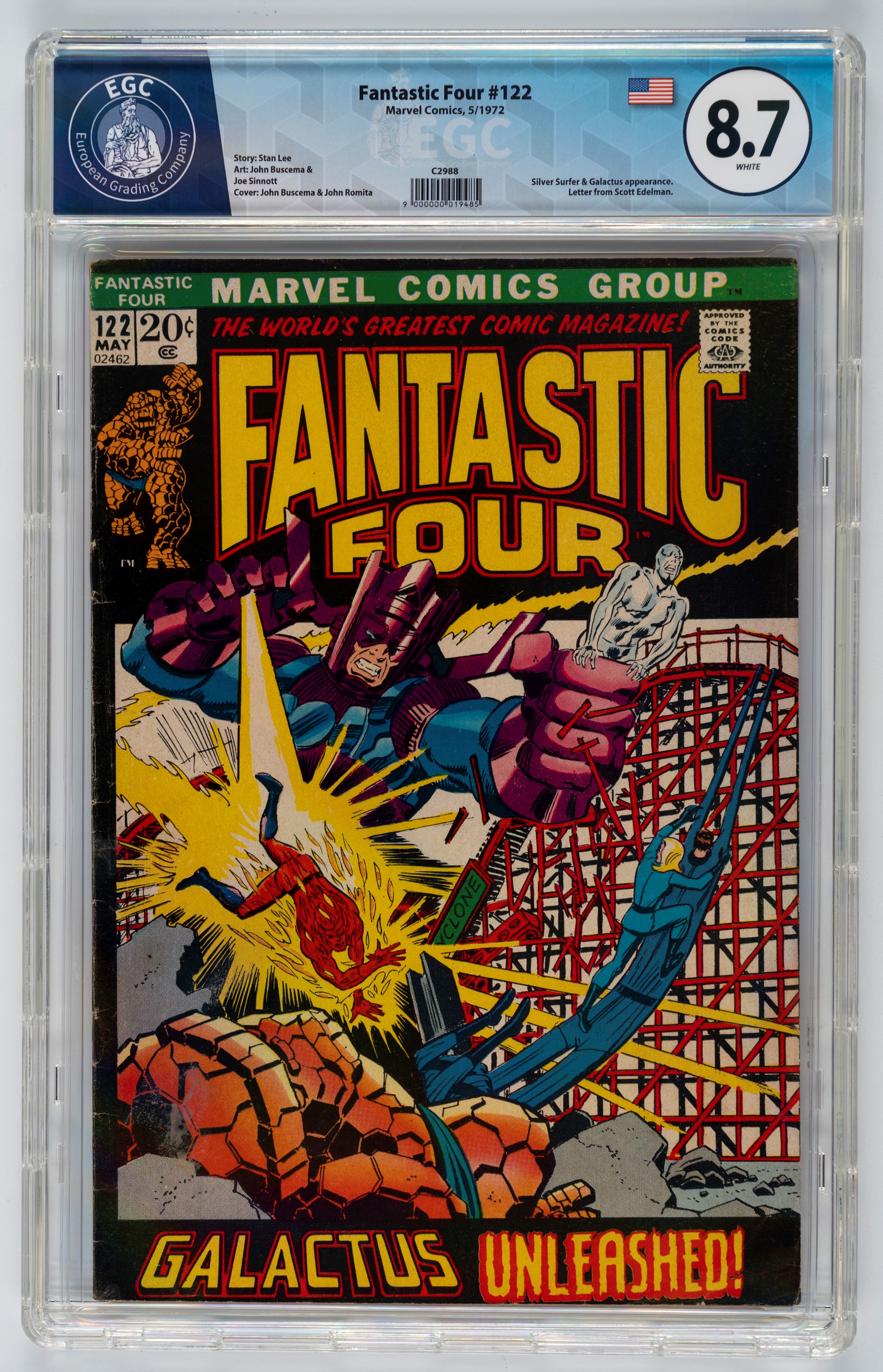 Fantastic Four #120 - 8.9 EGC (UK Price Variant) / #121 - 9.2 EGC (UK Price Variant) / #122 - 8.7...