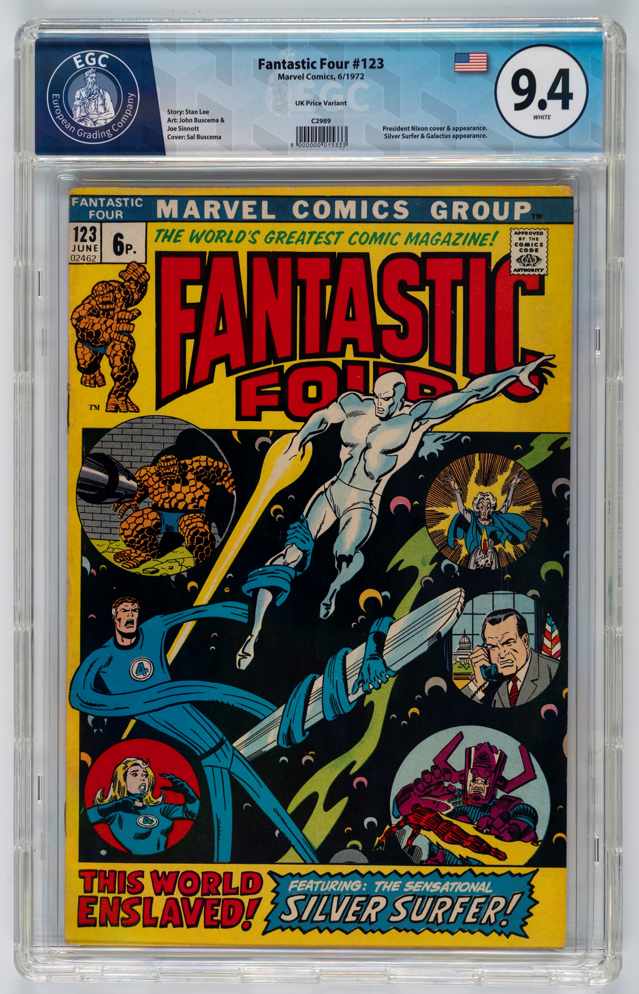 Fantastic Four #123 - 9.4 EGC (UK Price Variant) / #124 - 8.7 EGC (UK Price Variant) / #125 - 9.0...