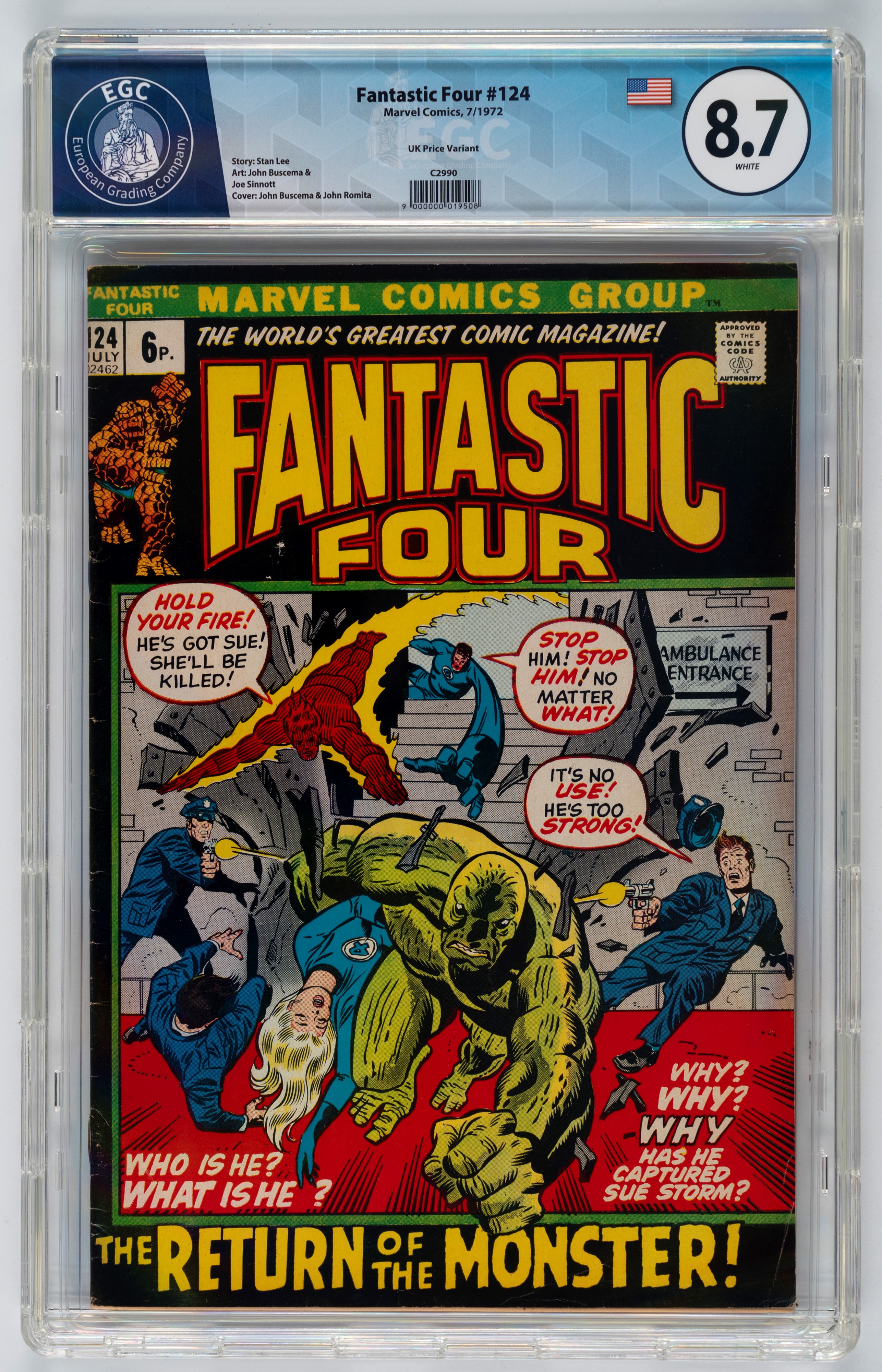 Fantastic Four #123 - 9.4 EGC (UK Price Variant) / #124 - 8.7 EGC (UK Price Variant) / #125 - 9.0...