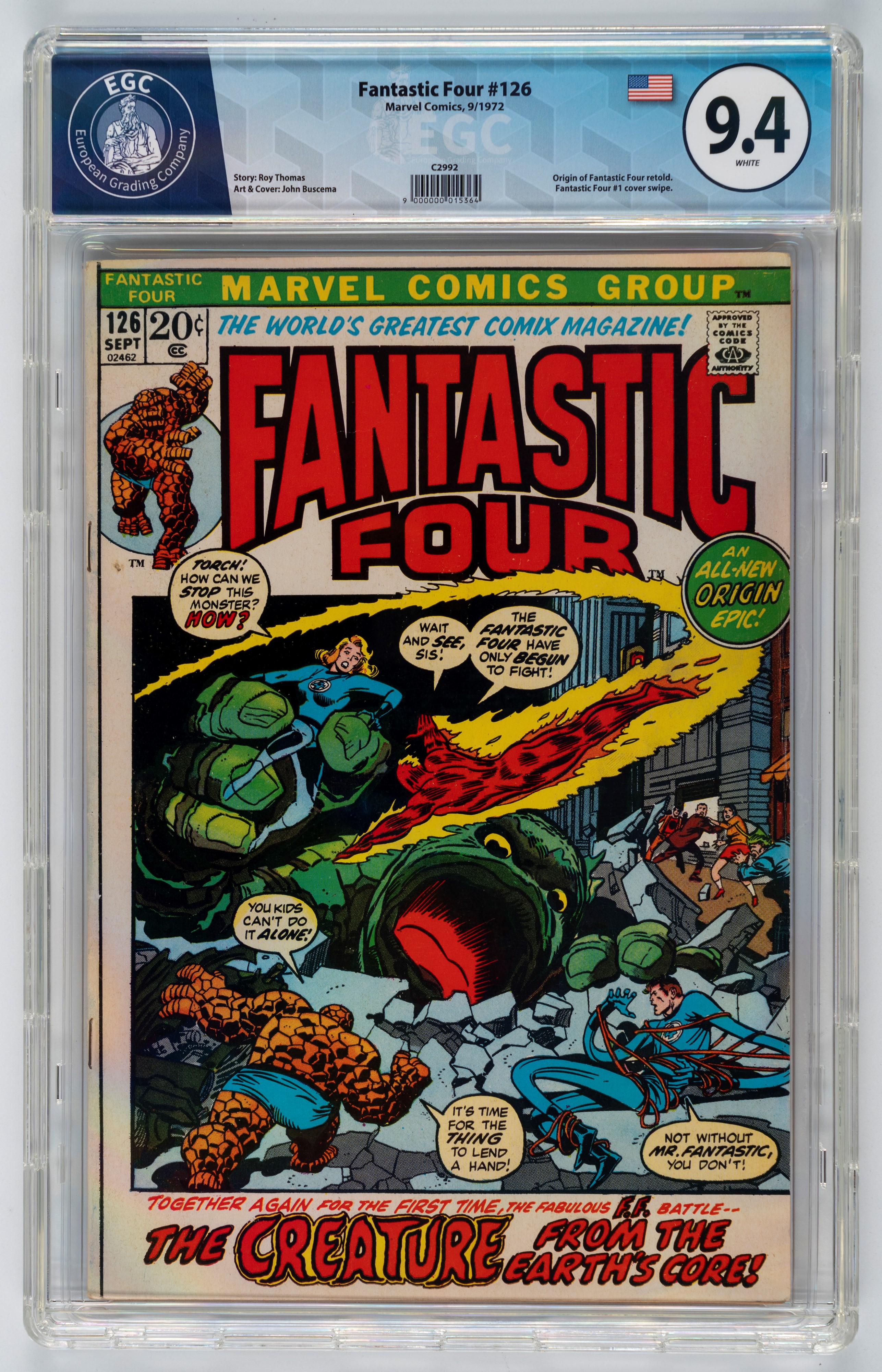Fantastic Four #123 - 9.4 EGC (UK Price Variant) / #124 - 8.7 EGC (UK Price Variant) / #125 - 9.0...