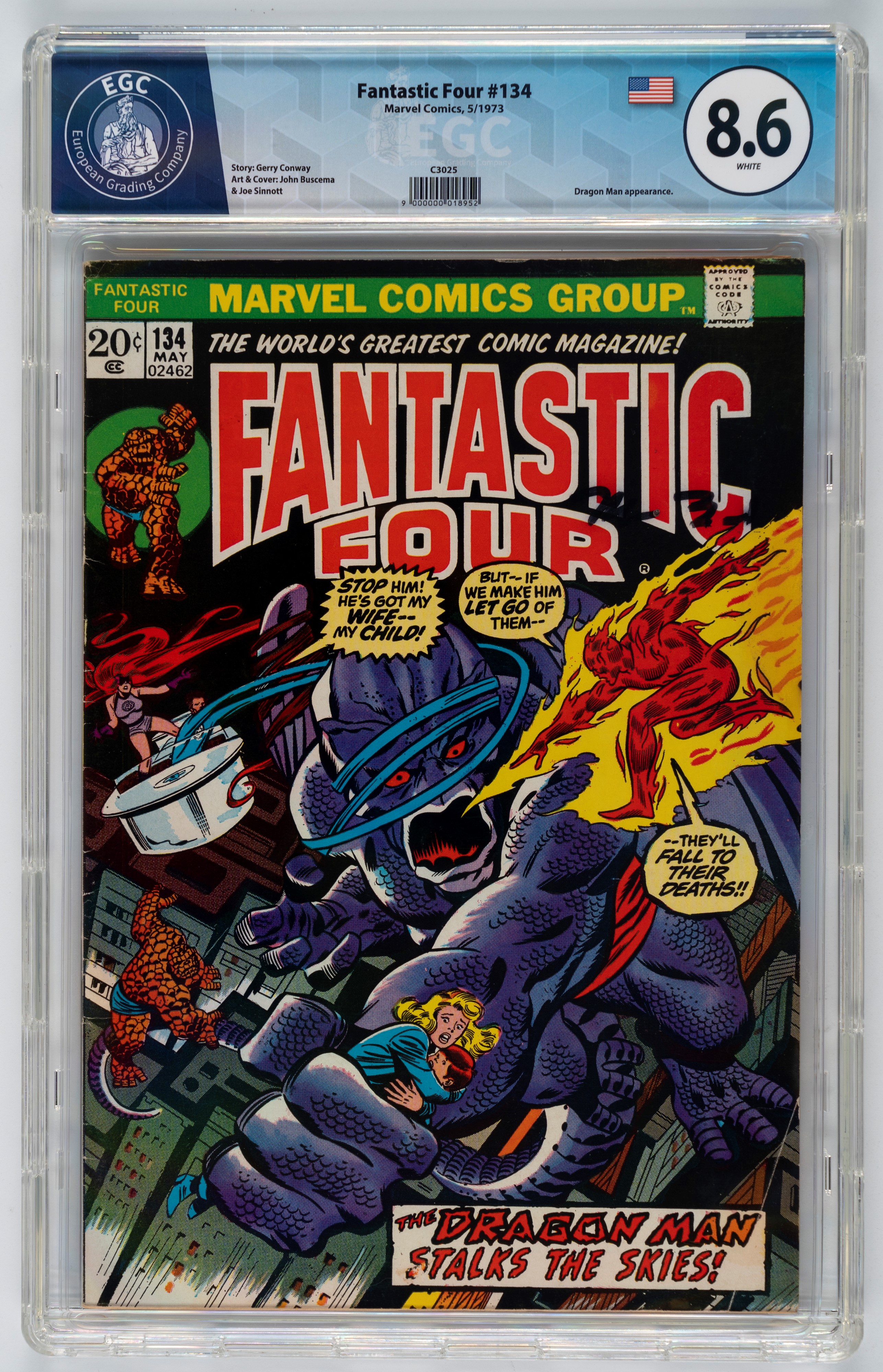 Fantastic Four #134 - 8.6 EGC / #135 - 8.5 EGC / #136 - 7.6 EGC / #137 - 8.1 EGC / #138 - 9.5 EGC