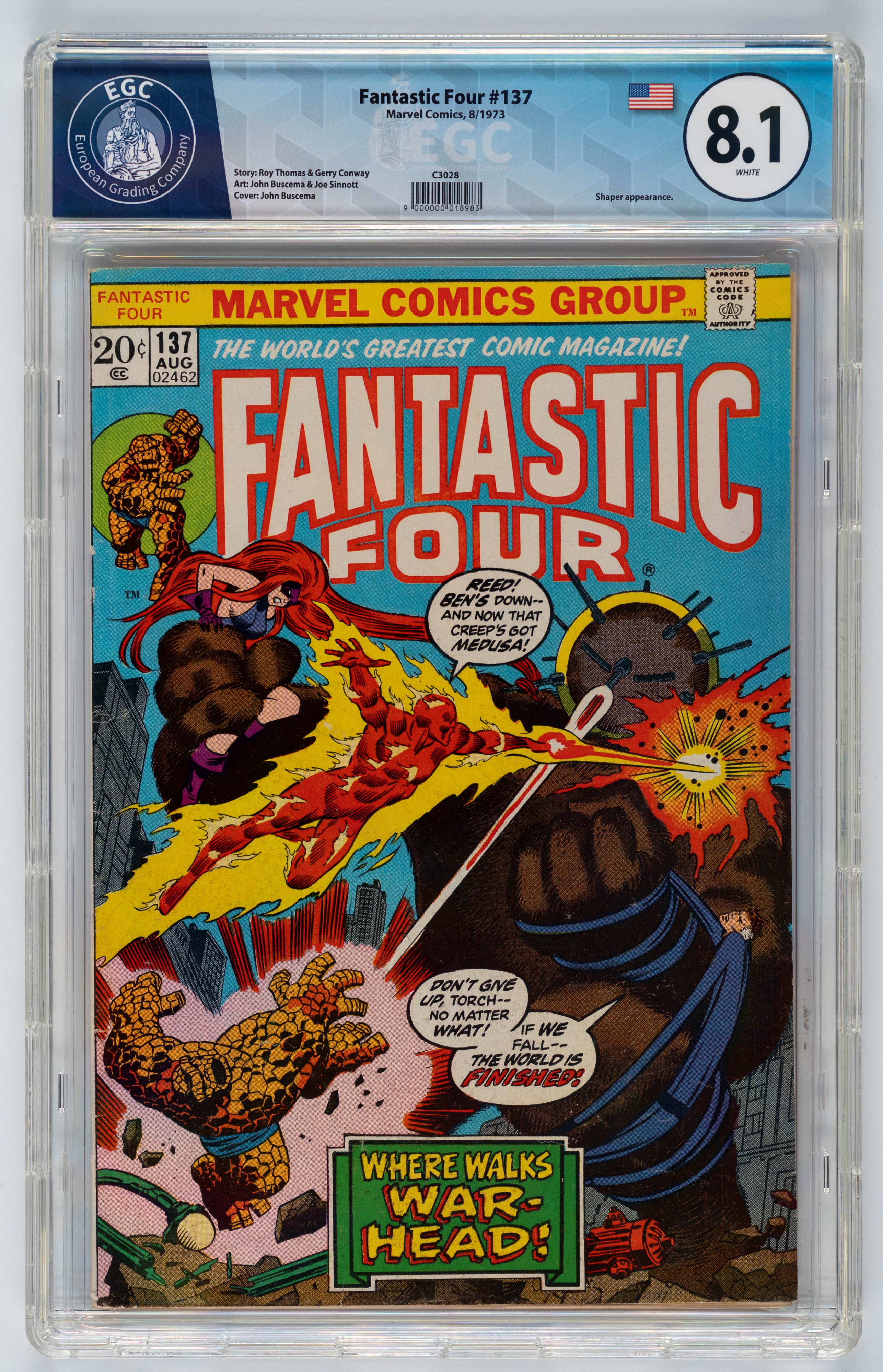 Fantastic Four #134 - 8.6 EGC / #135 - 8.5 EGC / #136 - 7.6 EGC / #137 - 8.1 EGC / #138 - 9.5 EGC