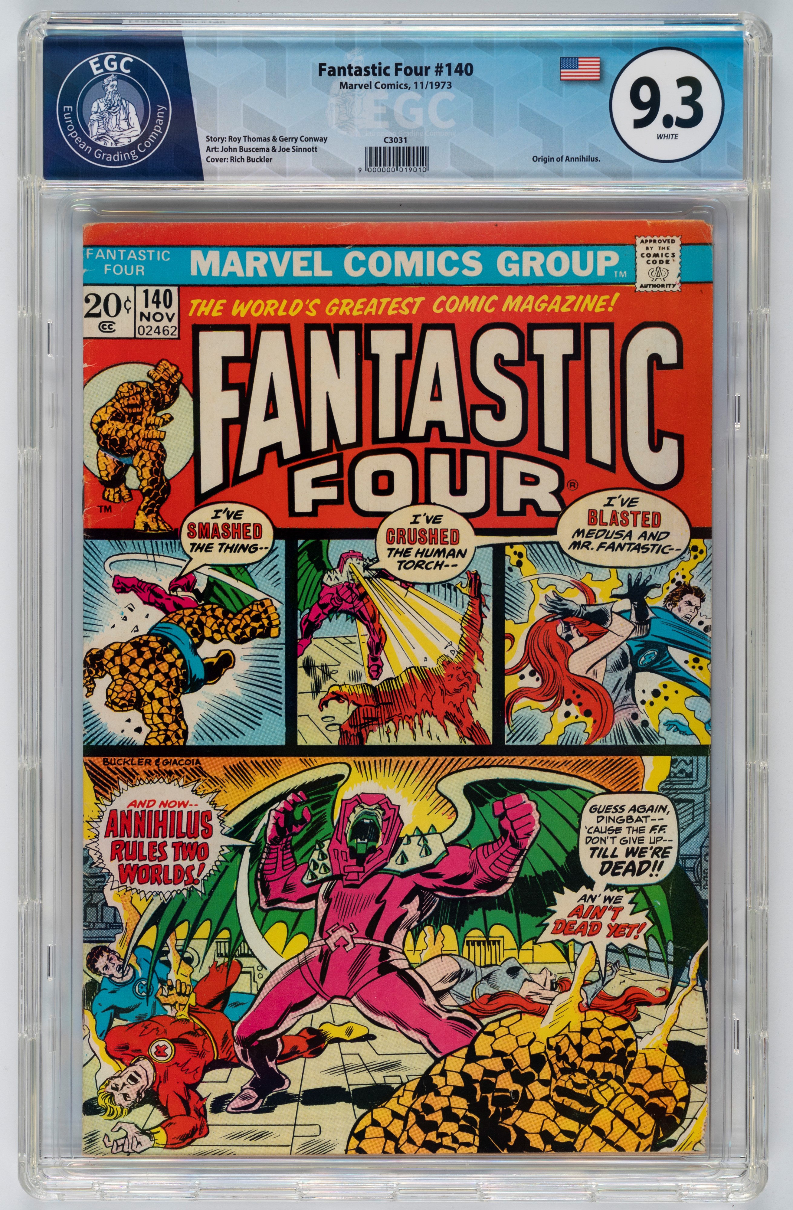 Fantastic Four #139 - 8.2 EGC (UK Price Variant) / #140 - 9.3 / #141 - 8.9 EGC / #142 - 8.7 EGC (...