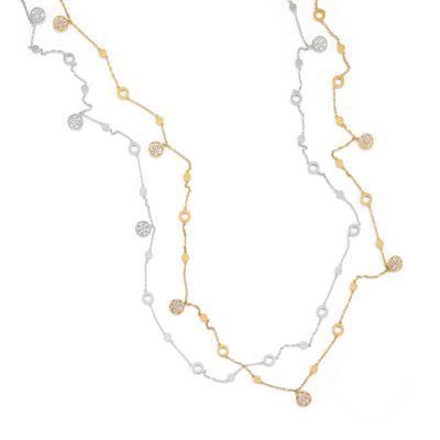 Insieme di due collane, maglie a catena con diamanti (oro bicolore 18k)