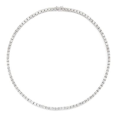 Collana in oro bianco 18k con diamanti, fila di diamanti taglio brillante