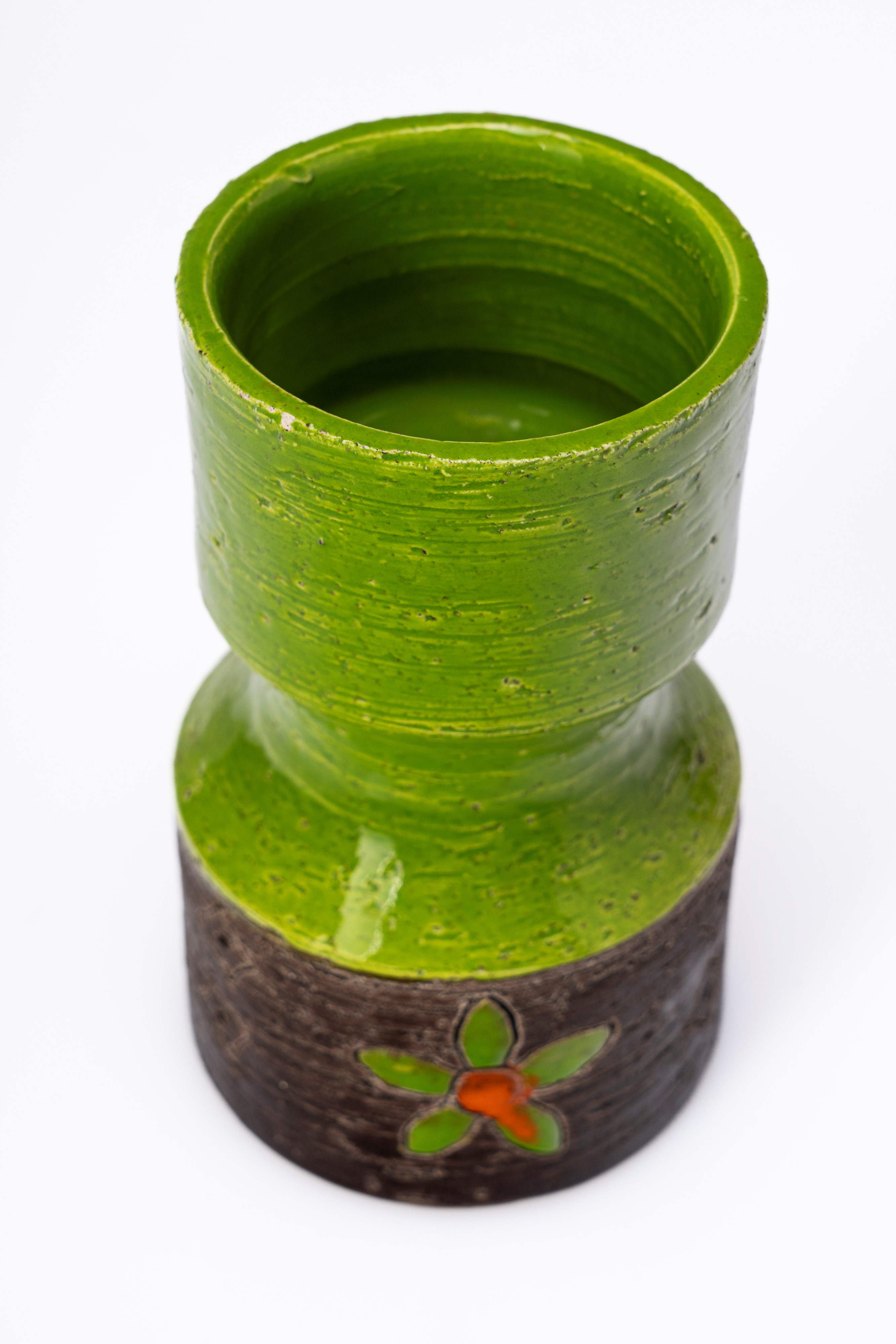 Aldo Londi - Vaso in ceramica smaltata con decoro floreale, 1970 circa