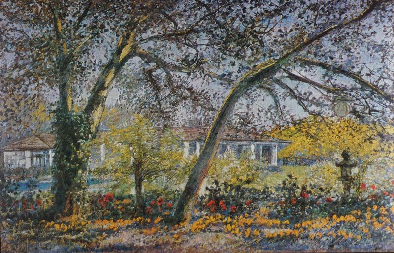 Serigrafia su lastra d’argento “Primavera” da un dipinto di Michele Cascella