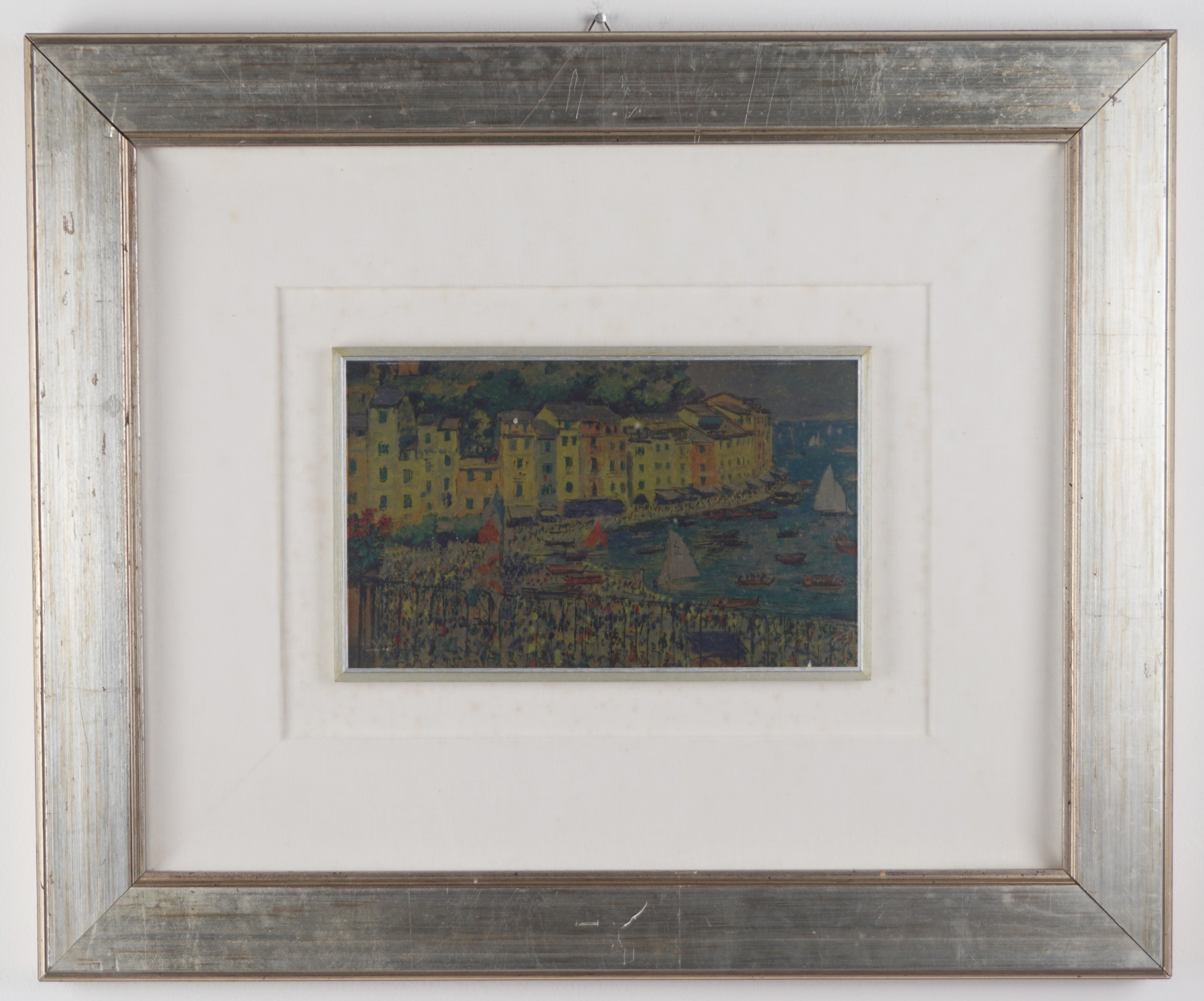 Serigrafia su lastra d’argento “Festa marinara” da un dipinto di Michele Cascella