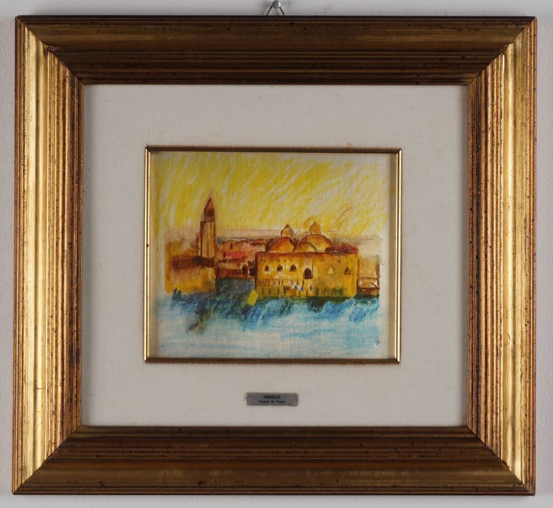 Due serigrafie su lastra d’argento di M. Carrai e Di Fonzo raffiguranti “Maniscalchi” e “Venezia”