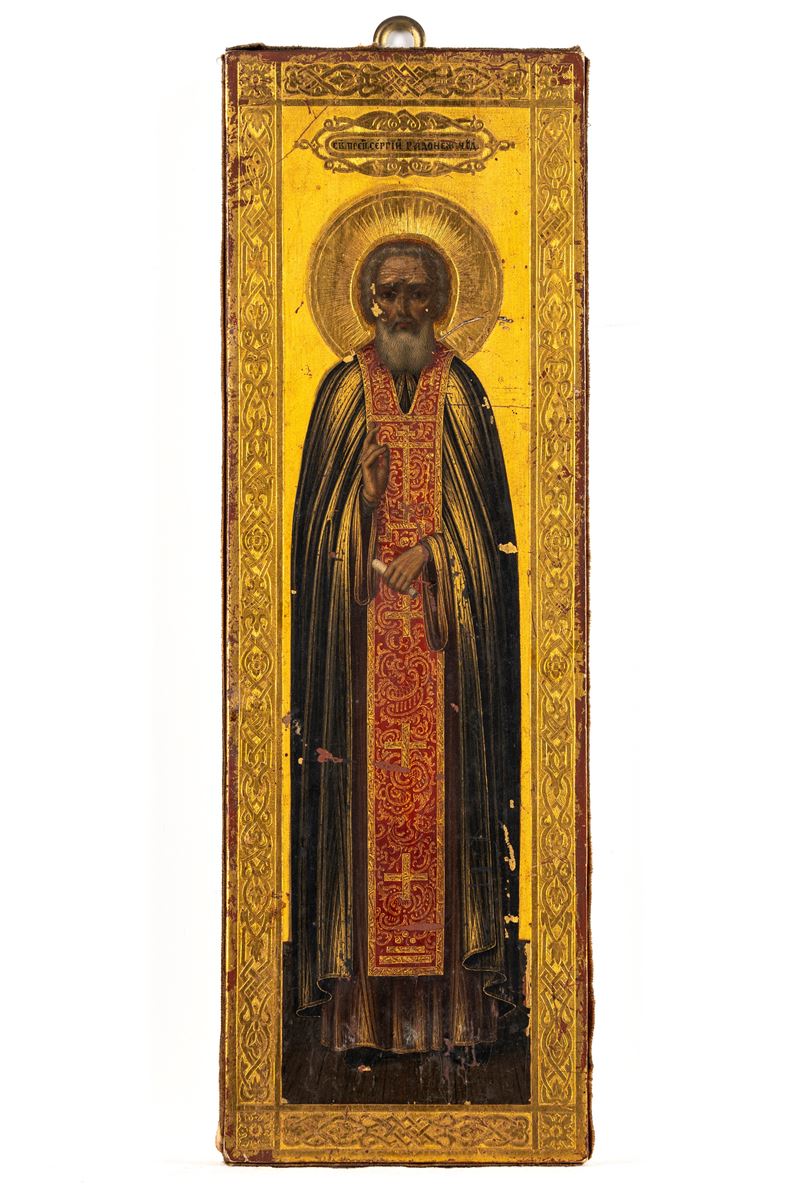 Icona su tavola di San Sergio di Radonez. Russia