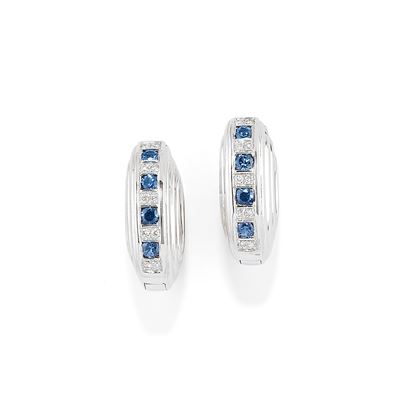 Orecchini con zaffiri e diamanti in oro bianco 18k