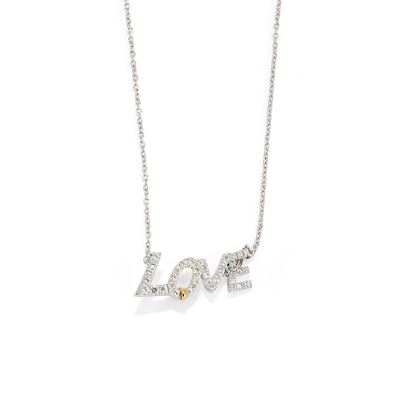 Collana "Love" in oro bicolore 18k con diamanti taglio brillante