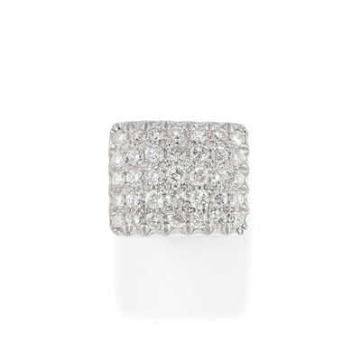 Anello in oro bianco 18k con diamanti, rettangolare