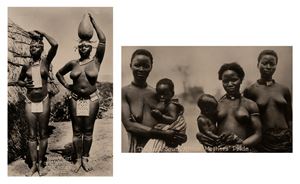 Zululand (Native girl and woman in full dress ; The Real South Africa. Mothers' Pride)