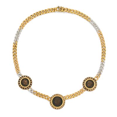 Collana con monete, oro 18k nei tre colori