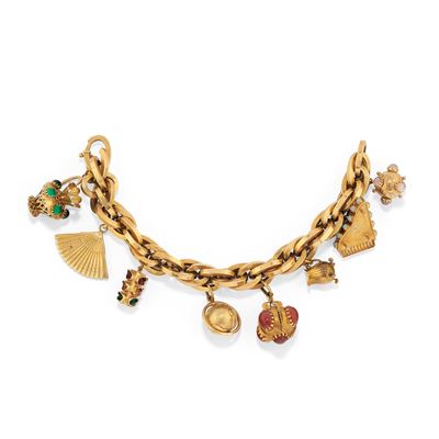 Bracciale con charms, in oro giallo 18k