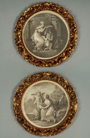 Camilla disarmata da Cupido; Cupido ispira la poesia di Saffo